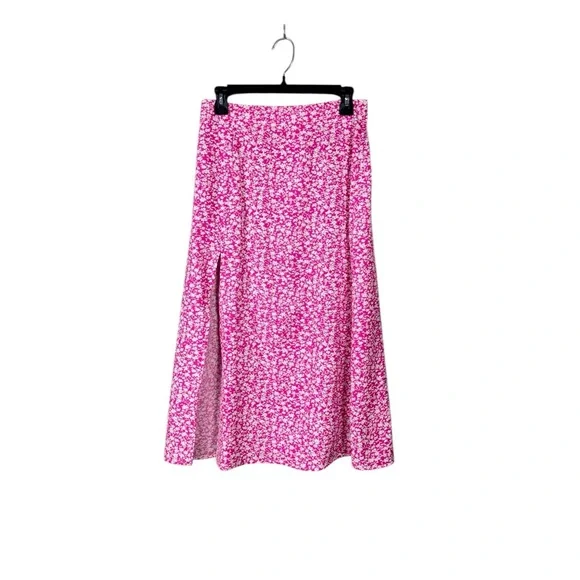 Womens Floral Maxi Skirt Size Medium Fairy Cottage Coquette Beachy Pink Coastal - Picture 3 of 6